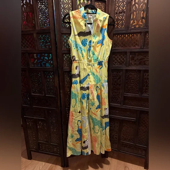 Sheridan French Animal Dress in yellow size medium - Picture 5 of 5